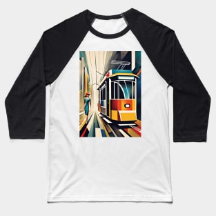 A Woman and a Tram 006 - Cubo-Futurism - Trams are Awesome! Baseball T-Shirt